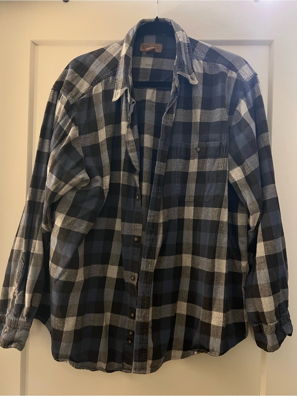 Vintage Blue and Gray Plaid Flannel button down shirt